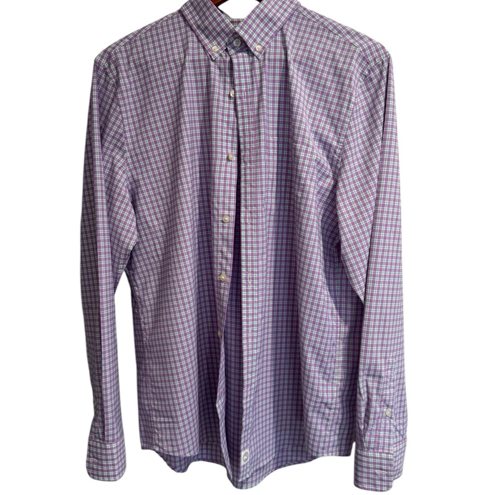 Vineyards vines men’s purple and green check shirt